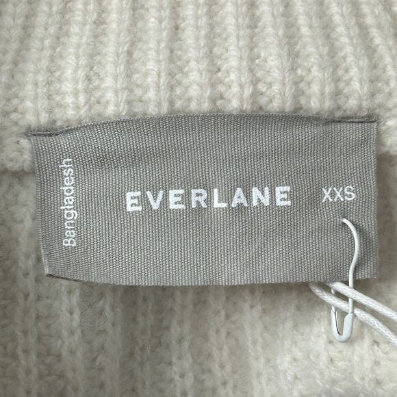 Everlane The Felted Merino Half-Zip Sweater Black/Bone Women XXS NWT Chunky Rib - Picture 5 of 13